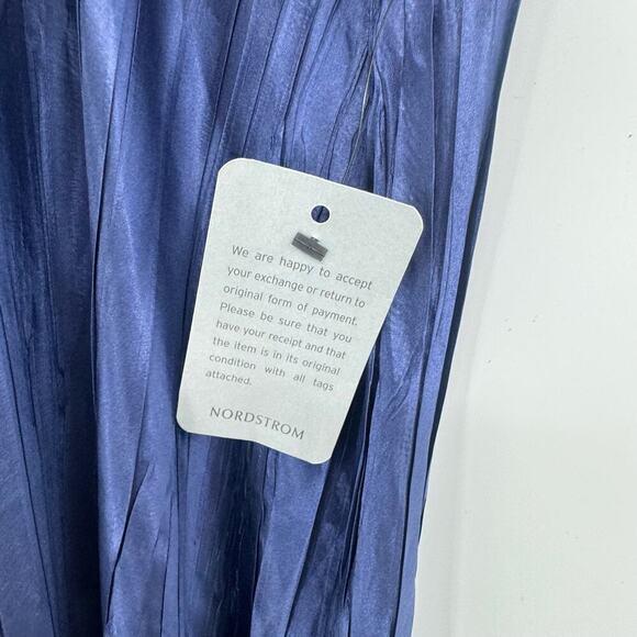 KOMAROV Women's Navy Beaded Charmeuse & Chiffon Tiered Midi Dress Size L NWT - Picture 11 of 13